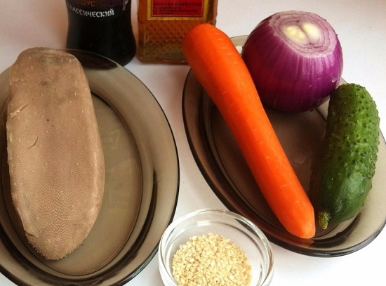 Салат с языком говяжьим