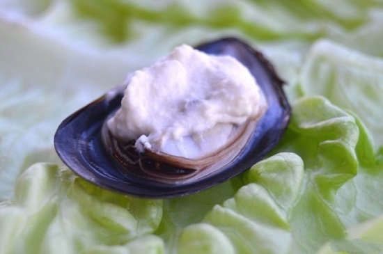 Половину морепродуктов смажем приготовленным соусом